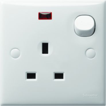 Schneider CLASSIC Wiring Devices Kotak Kontak 13A 1 Gang + Saklar + Lampu Neon
