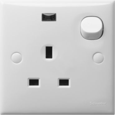 Schneider CLASSIC Wiring Devices Kotak Kontak Tusuk Kontak 13A + Neon (Extra)