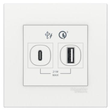 Schneider VIVACE Wiring Devices USB Type A+C PD QC3.0